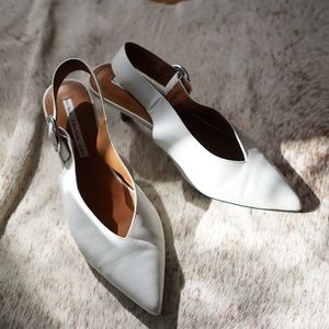 White Point Slingback Kitten Heel Pumps